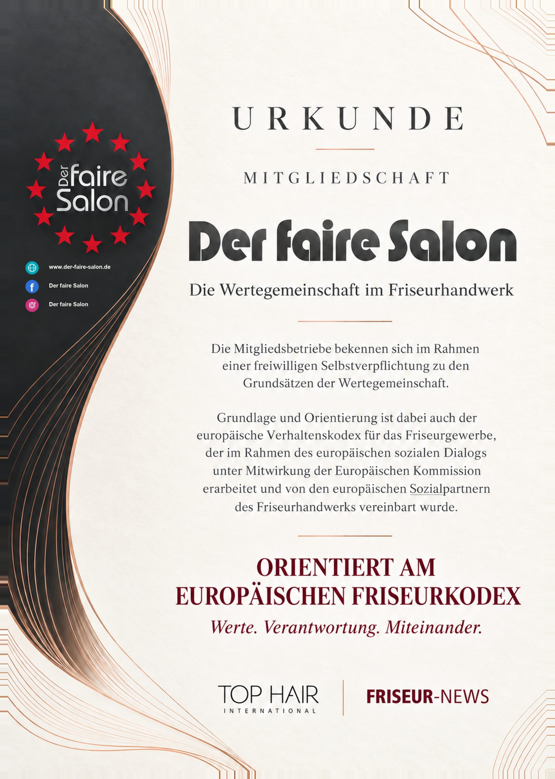 Mitgliedsurkunde von Der faire Salon
