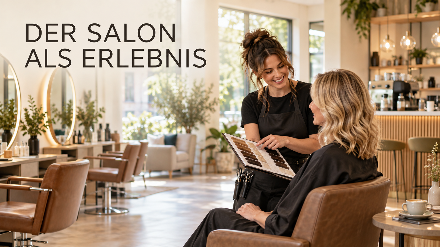 Persönliche Beratung in einem hellen modernen Friseursalon