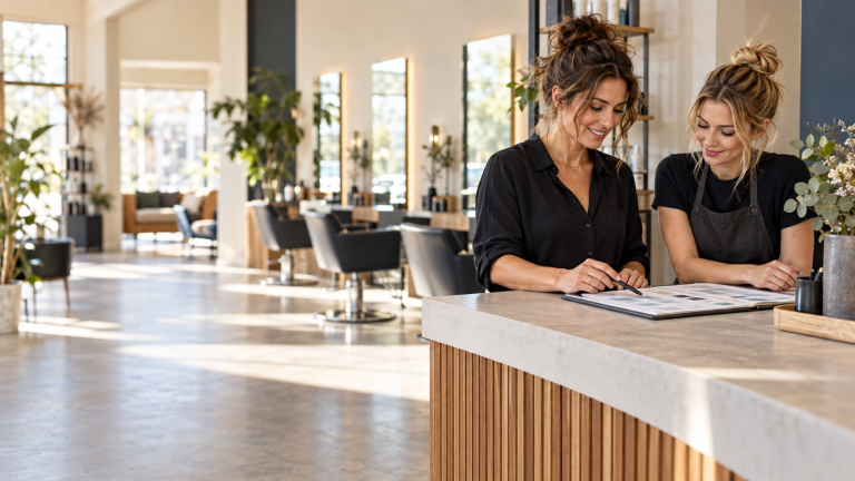 Saloninhaberinnen planen gemeinsam die Führung ihres Friseurunternehmens